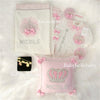 7pcs Jewel Crown HRH Pillow Pin Set - White/Pink