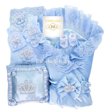 8pcs Luxury Velvet Jewel Crown Set - Light Blue