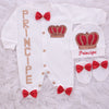 3pcs Prince HRH Crown Baby Boy  Outfit  - Red