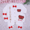 3pcs Prince HRH Crown Baby Boy  Outfit  - Red