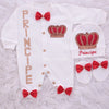 3pcs Prince HRH Crown Baby Boy  Outfit  - Red