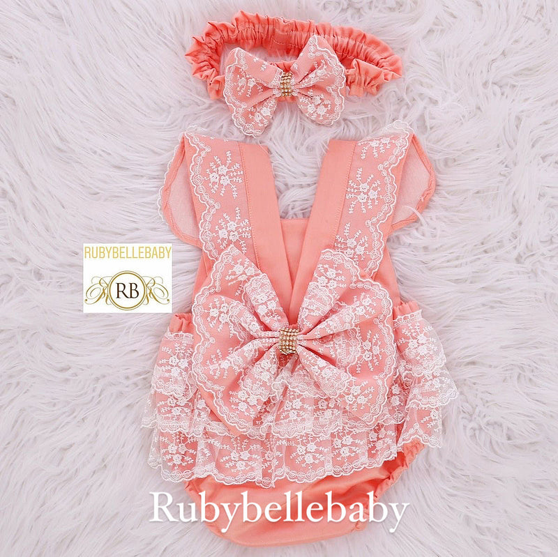 Ava Romper Set - Peach