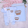 4pcs HRH Crown Royal Baby Boy Clothing Set - Light Blue/Gold
