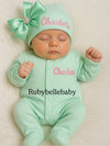 Rhinestone Bow Custom Name Coming Home Baby Girl Outfit