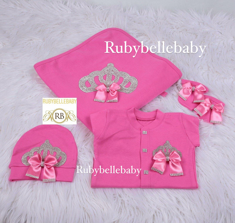 4pcs Princess Crown Set - Pink/Silver