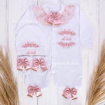 3pcs Baby Girl Floral Embroidery Outfit - BlushPink