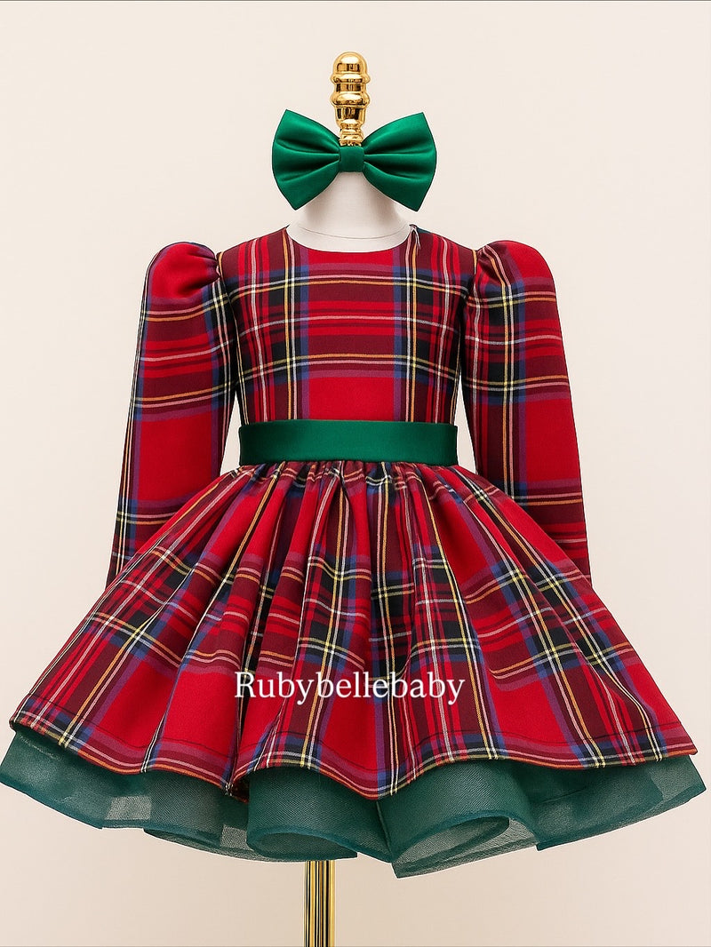 Classic Red Plaid Holiday Dress Festive Christmas Girls Party Dress RUBYBELLEBABY Classic Red Plaid Holiday Dress Festive Christmas Girls Party Dress RUBYBELLEBABY