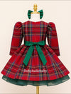 Classic Red Plaid Holiday Dress – Festive Christmas Girls Party Dress