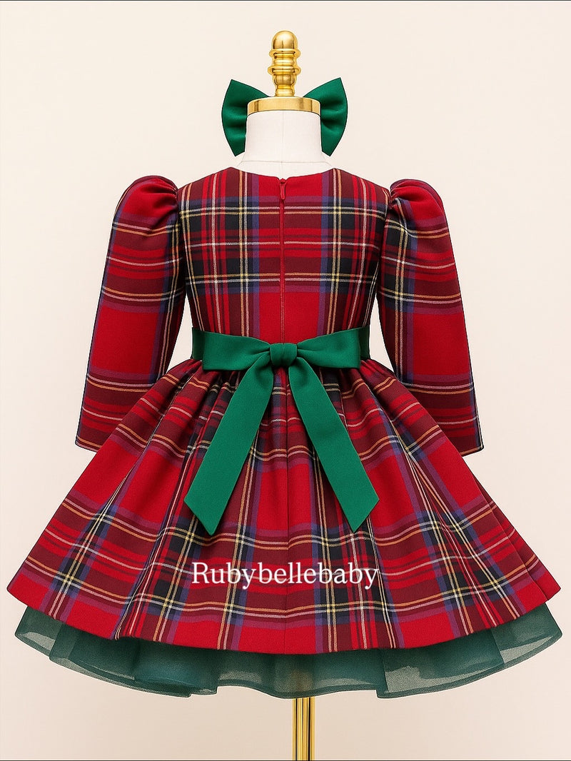 Classic Red Plaid Holiday Dress – Festive Christmas Girls Party Dress –  RUBYBELLEBABY