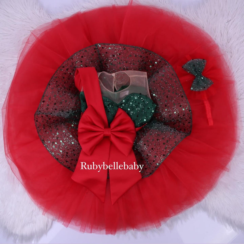 Sabrina Beaded Christmas Party Bow Dress