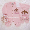 4pcs Princess Crown Velvet Set - Blush/Gold