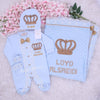 4pcs HRH Crown Royal Baby Boy Clothing Set - Light Blue/Gold