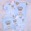 4pcs HRH Crown Royal Baby Boy Clothing Set - Light Blue/Gold