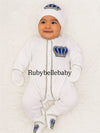 4pcs HRH Crown Baby Boy Outfit - Blue