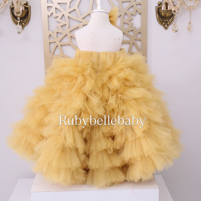 luxury baby girl dresses Ruffle Layer Tulle Dress Set 7yrs Style:TOP ONLY have for those who color:Pink Black Long Sleeve Frill