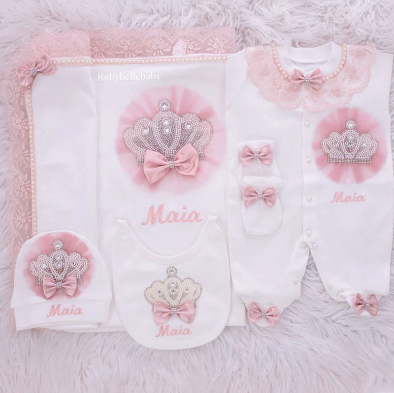 5pcs Jewel Crown Blanket Set  -  Blush