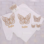 5pcs Bling Golden Butterfly Blanket Set - Gold