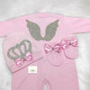 3pcs HRH Crown Wings Set - Pink