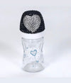 2pcs Heart Bling Baby Bottle Set - Black