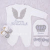 4pcs HRH Crown and Wings Set - White/Grey