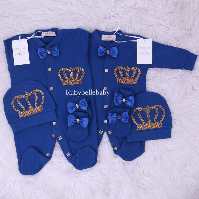 3pcs HRH Crown Set - Navy Blue/Gold