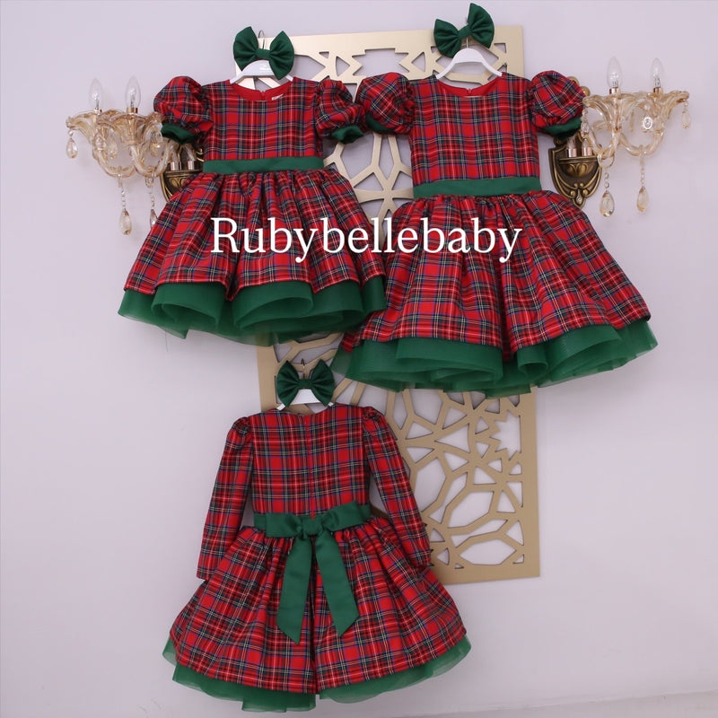 Classic Red Plaid Holiday Dress – Festive Christmas Girls Party Dress 0-6M