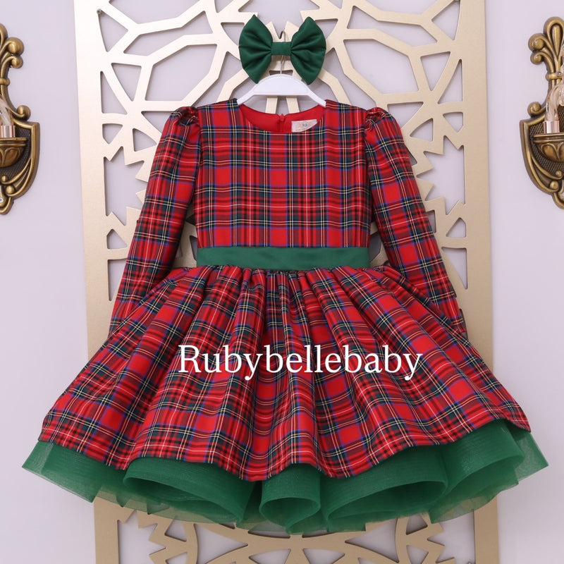 Classic Red Plaid Holiday Dress Festive Christmas Girls Party Dress 0-6M Classic Red Plaid Holiday Dress Festive Christmas Girls Party Dress 0-6M