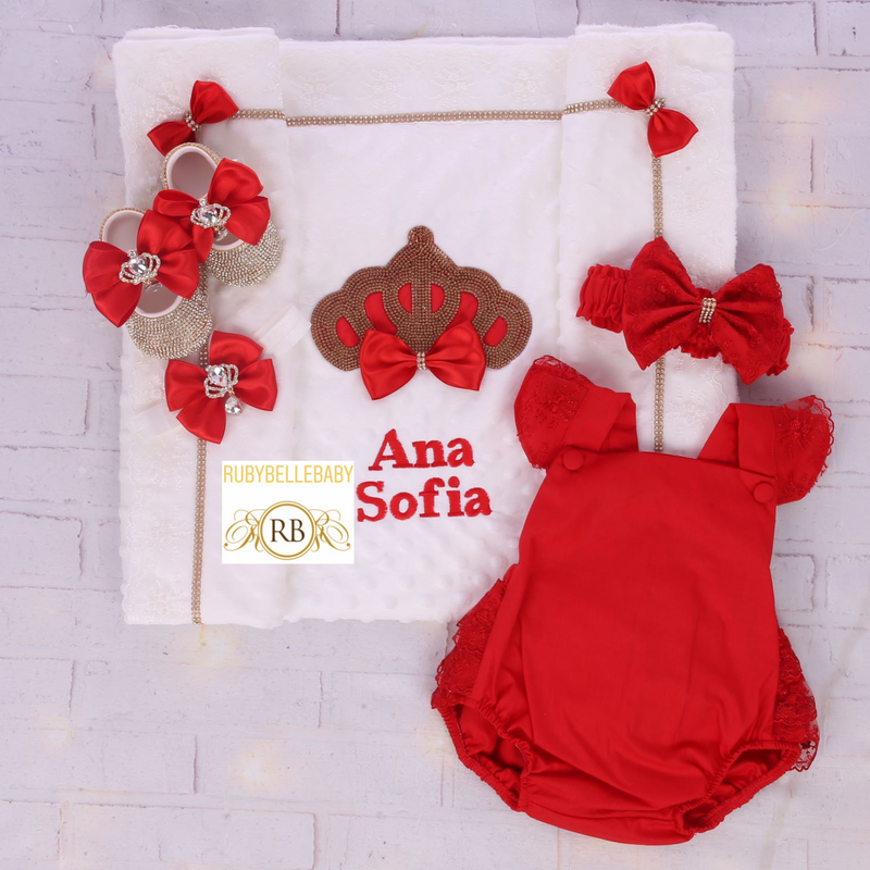 5pcs Ava Blanket Set - Red