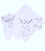 4pcs Baby Blanket Wings Set - White/Silver