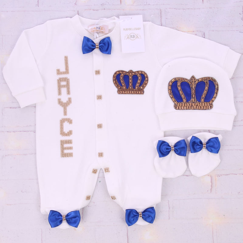 3pcs HRH Crown Set - Royal Blue/Gold