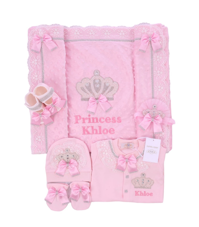 6pcs Jeweled Crown Set - Pink