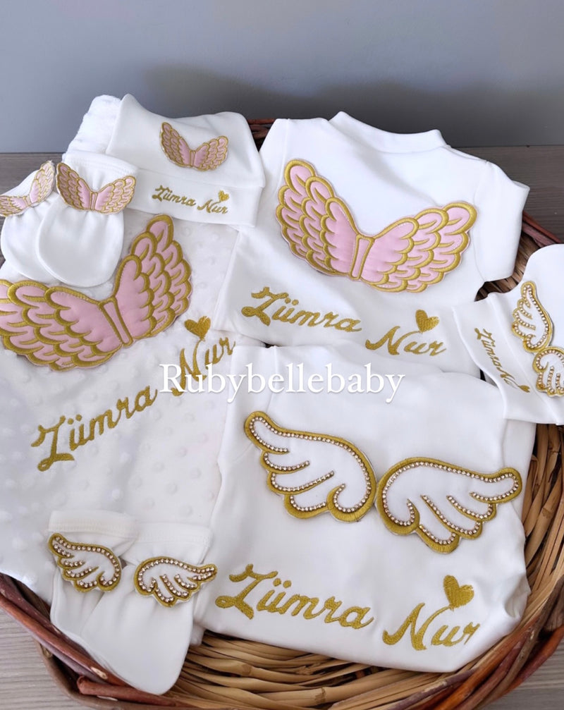 Baby Angel Wings - Gold' Organic Short-Sleeved Baby Bodysuit