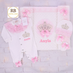 4pcs Baby Girl Jeweled Crown Set - Pink