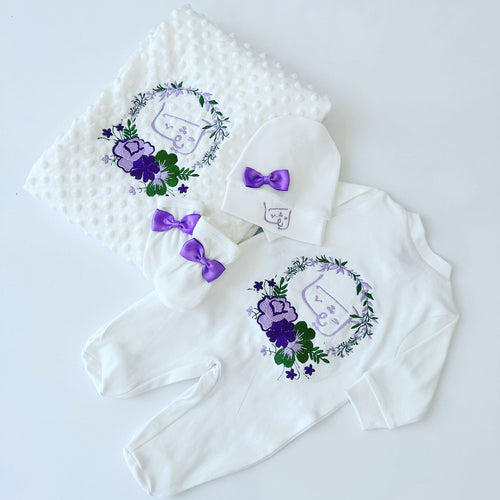 4pcs Floral Blanket Baby Girl Set - More Colors