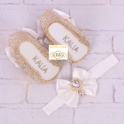 Swarovski Princess Shoe Set - White/Gold