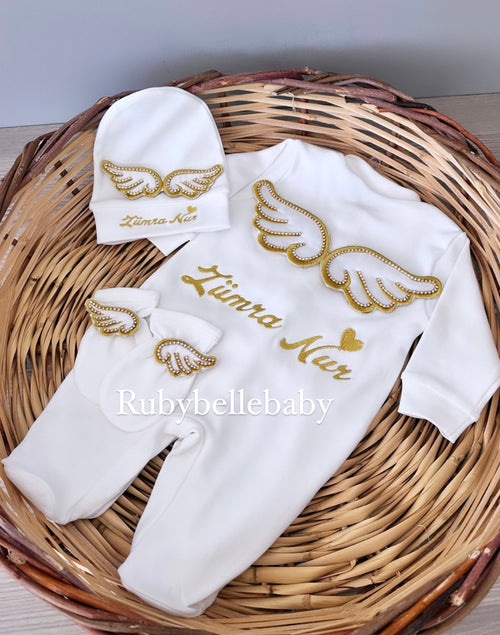 17pcs Angel Wings Embroidery Set - Pink/Gold