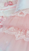 5pcs Jeweled Crown Ruffle Pillow Set - White/Blush