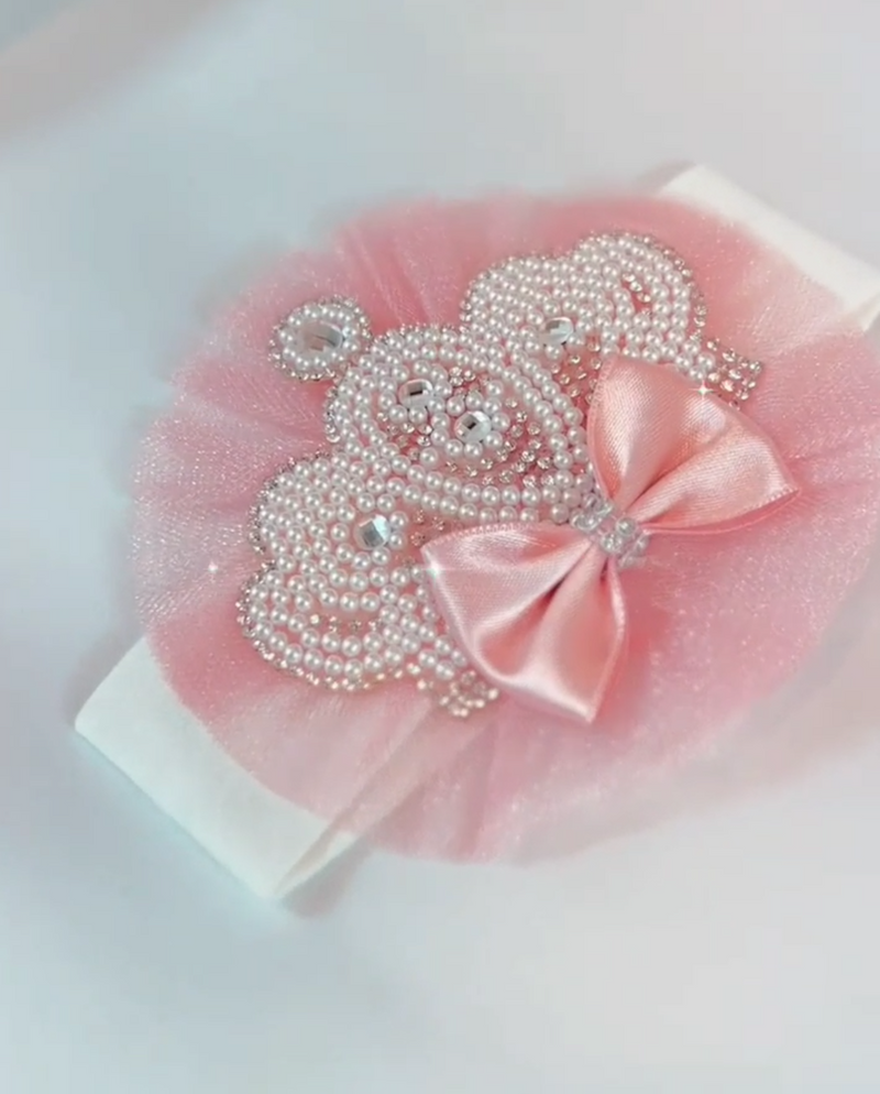 Bling Baby Girl Crown Hair bows - Blush Pink