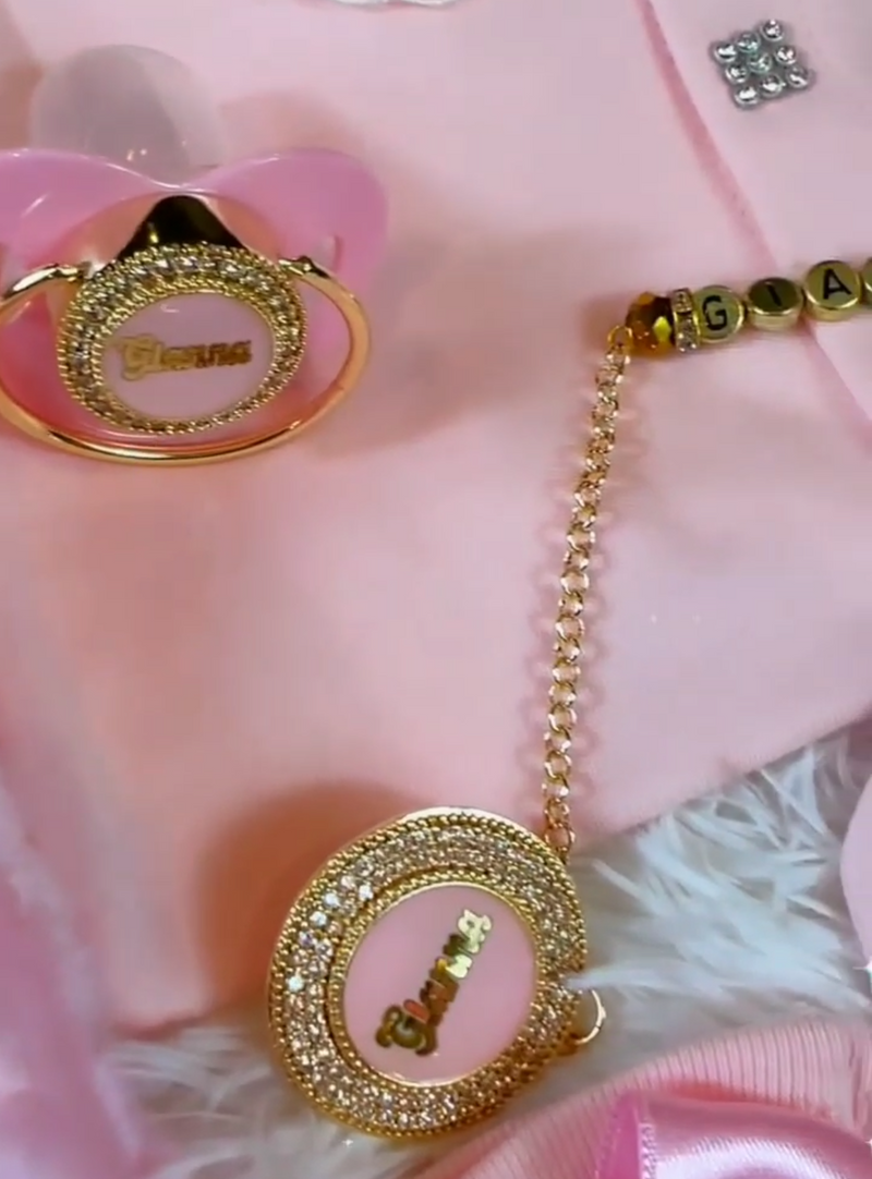 8pcs Jeweled Crown Set - Pink