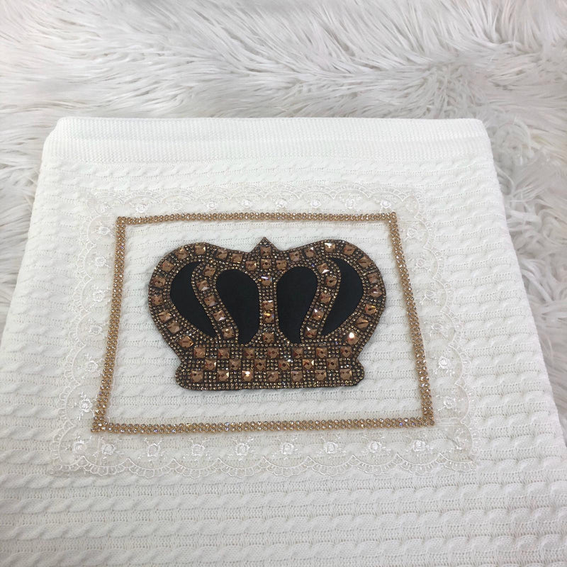 Dainty Square Prince Blanket - Black and Gold - RUBYBELLEBABY