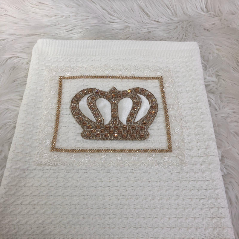 Dainty Square Prince Blanket - White and Gold - RUBYBELLEBABY