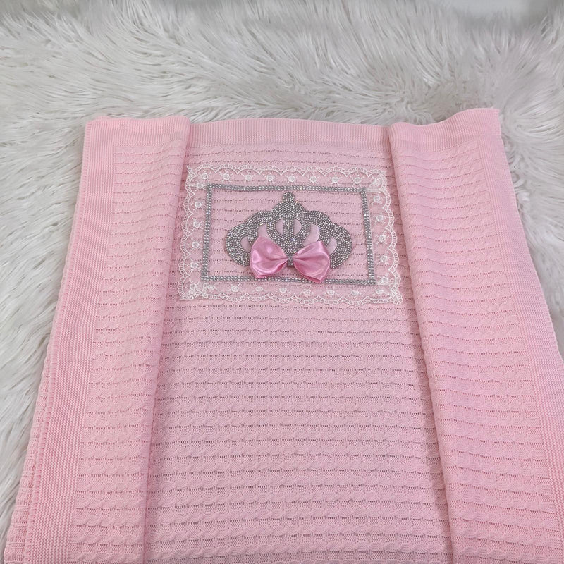 Dainty Square Pink Princess Blanket - Pink - RUBYBELLEBABY