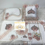 8pcs Laced Layette and Pillow Princess Set - Blush - RUBYBELLEBABY