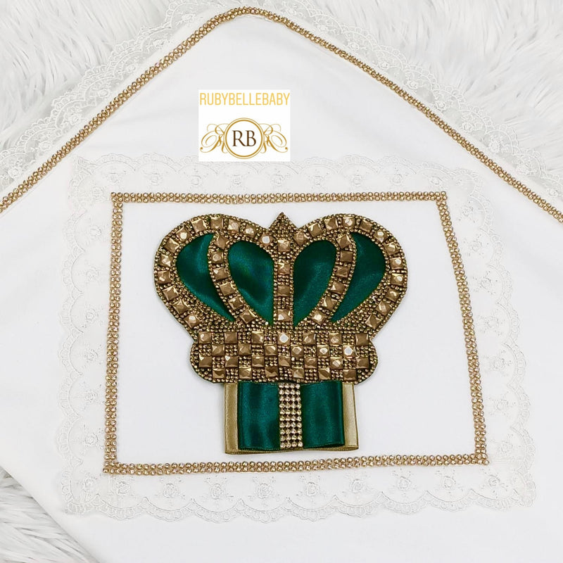 Crown Prince Blanket - Emerald Green/Bow - RUBYBELLEBABY
