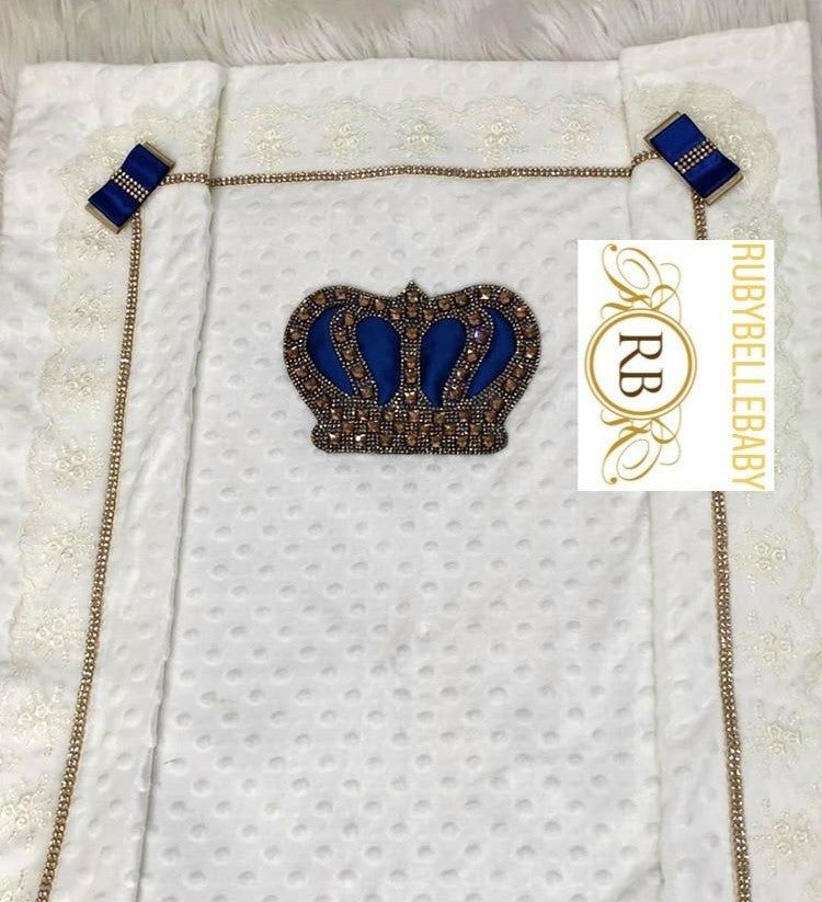HRH Crown Blanket - Navy&Silver/Gold - RUBYBELLEBABY