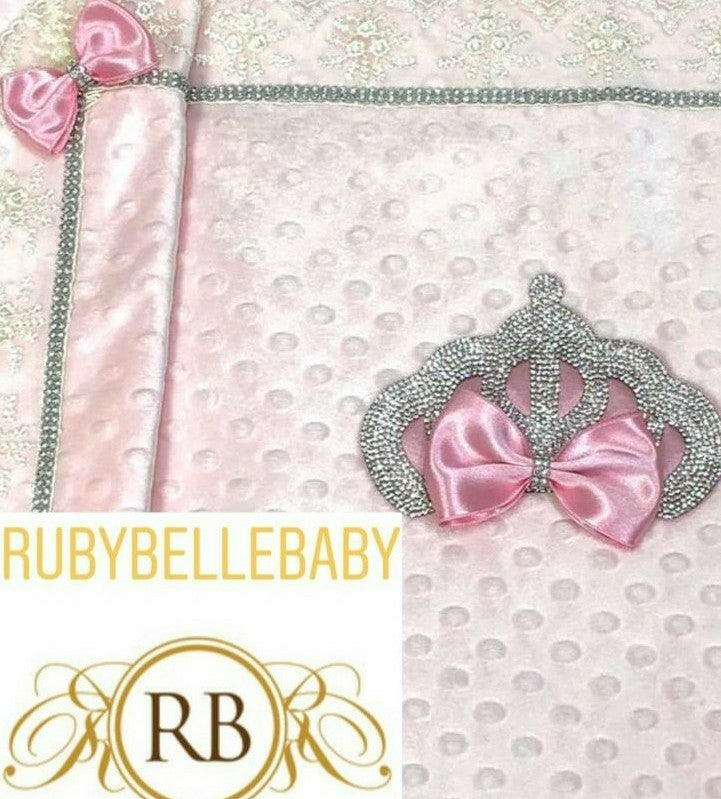 Princess Crown Blanket - Pink&Silver/Gold - RUBYBELLEBABY