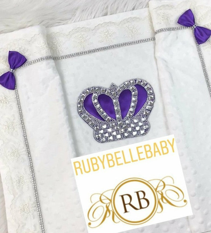 HRH Crown Blanket - Purple/Silver - RUBYBELLEBABY