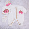 4pcs Princess Crown Velvet Set - Hot Pink/Gold