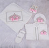 5pcs Princess Crown Velvet Set - Pink/Silver
