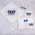 5pcs HRH Crown Velvet Set - Royal Blue/Silver